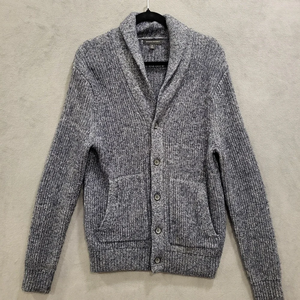 Banana Republic Shawl Collar Cardigan Sweater Men's Medium‎ Preppy Coastal Cozy
